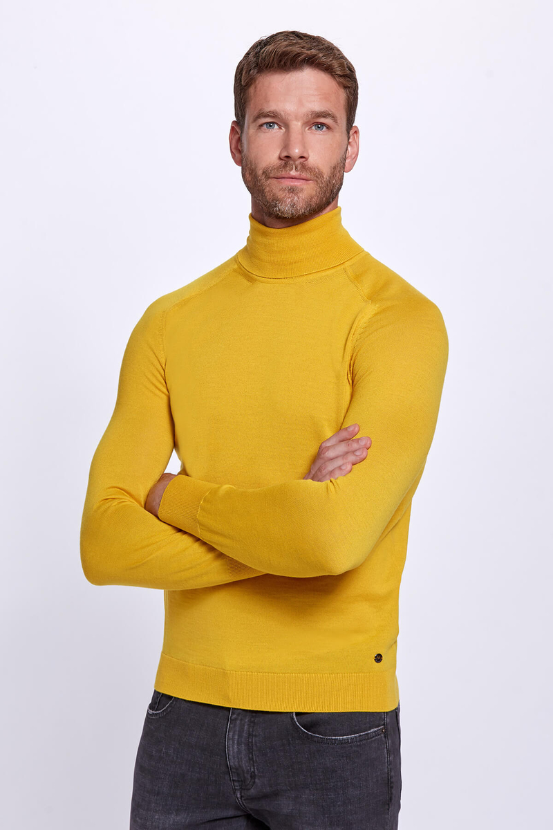Hemington Boğazlı Slim Fit Merino Yün Sarı Triko. 3 Hemington Boğazlı Slim Fit Merino Yün Sarı Triko. 3