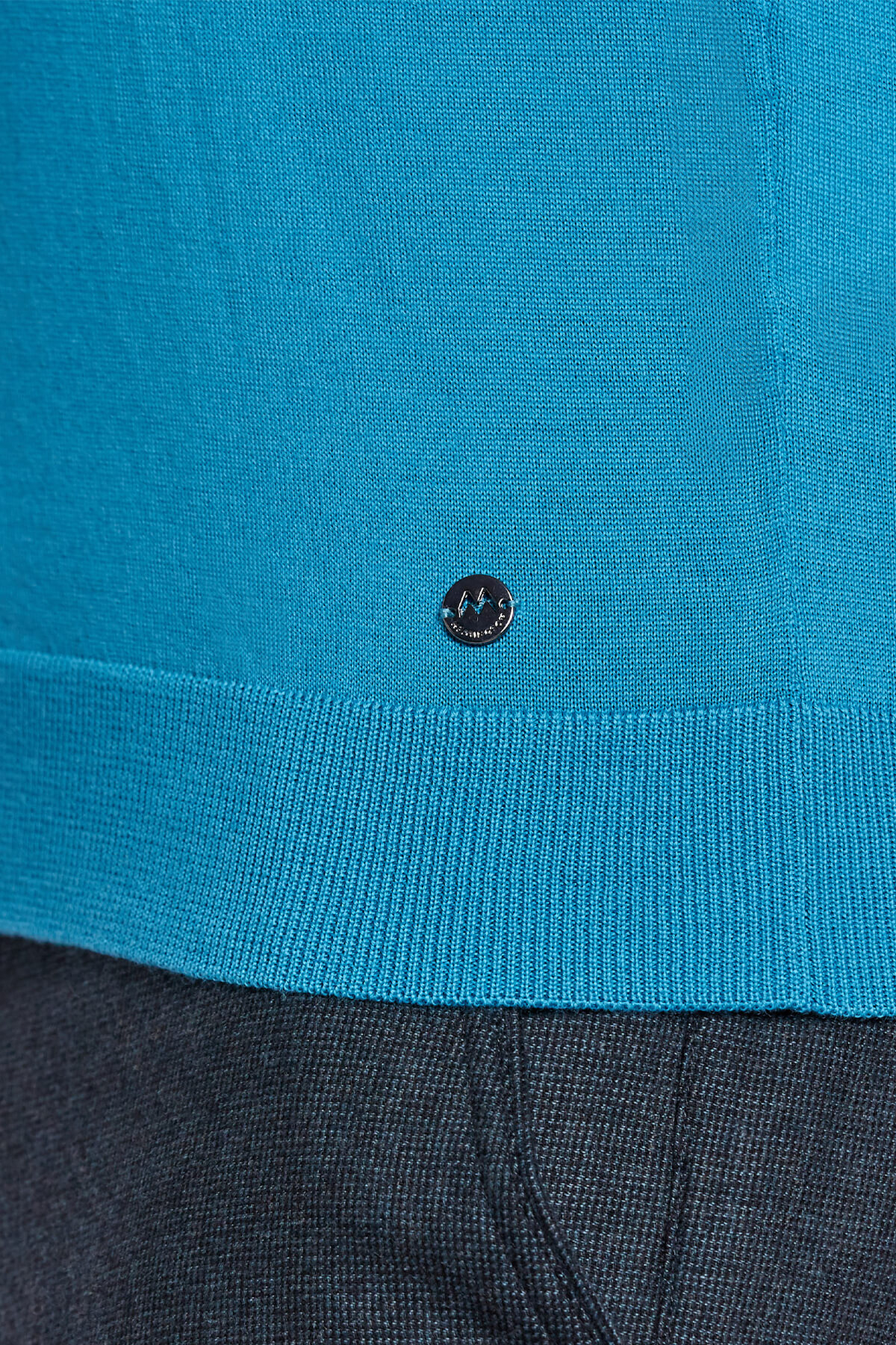Boğazlı Slim Fit Zümrüt Yeşili Merino Yün Triko