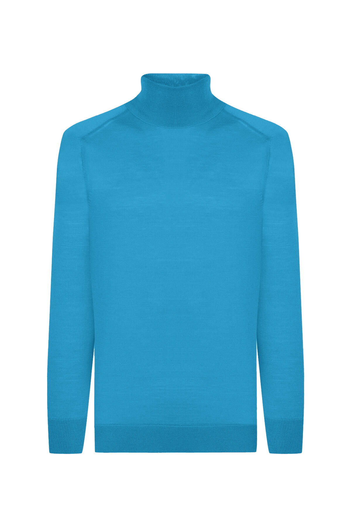 Boğazlı Slim Fit Zümrüt Yeşili Merino Yün Triko