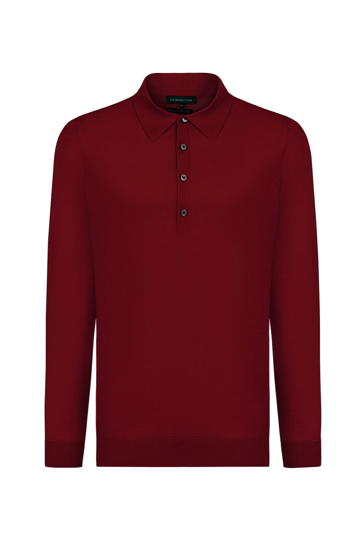 Extrafine Merino Polo Yaka Bordo Triko