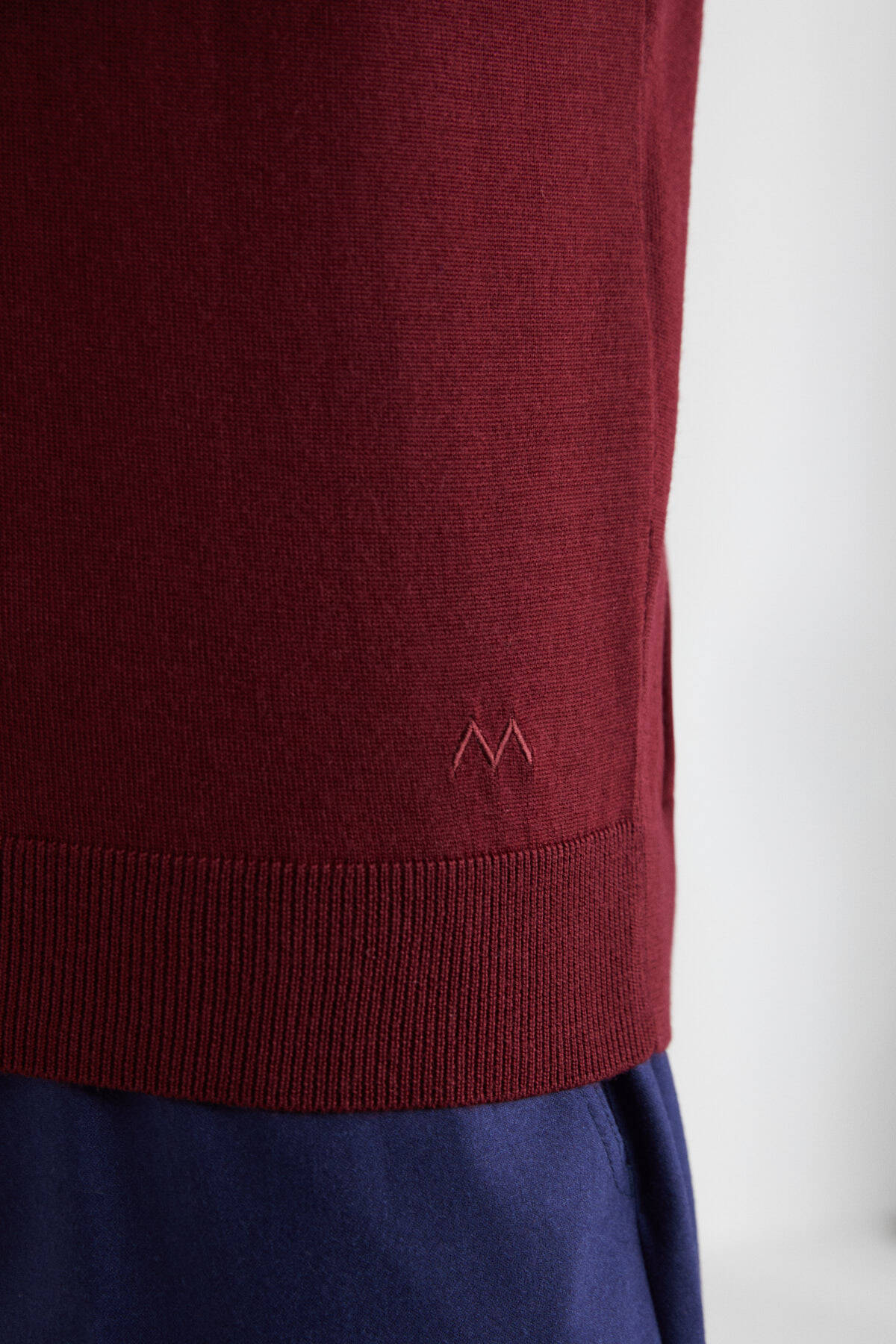 Extrafine Merino Polo Yaka Bordo Triko