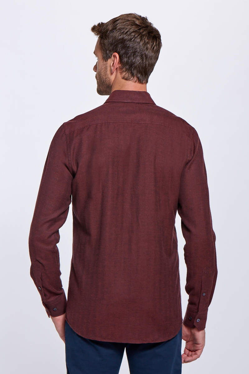 Hemington Bordo Slim Fit Spor Gömlek. 4