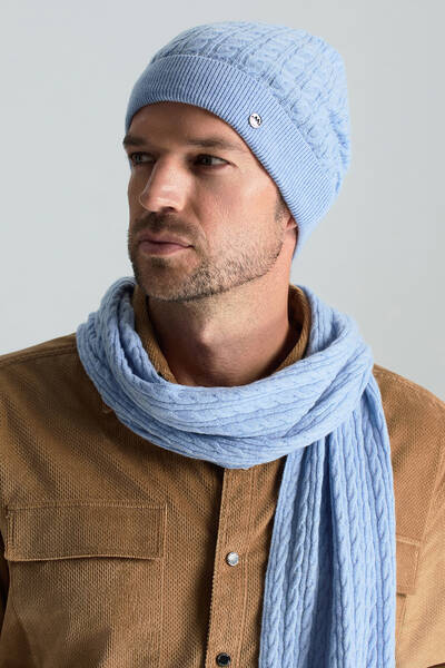 Lambswool Yün Buz Mavisi Bere - Hemington