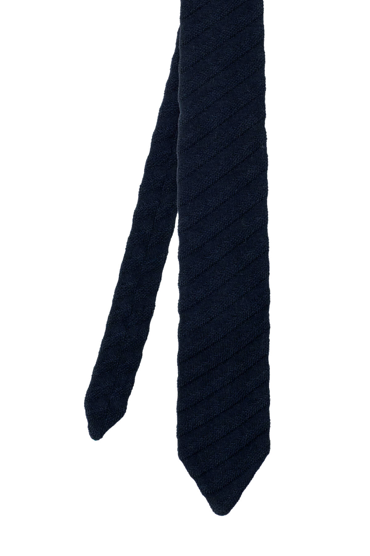 Çizgi Desenli Lacivert Örgü Kravat