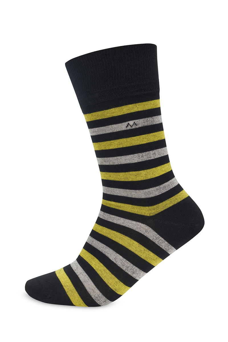 Hemington Çizgili Siyah Yazlık Pamuk Çorap. 1