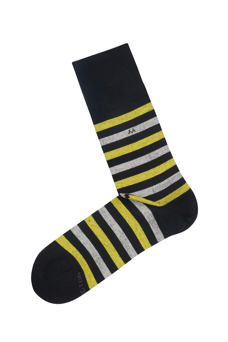 Hemington Çizgili Siyah Yazlık Pamuk Çorap. 2