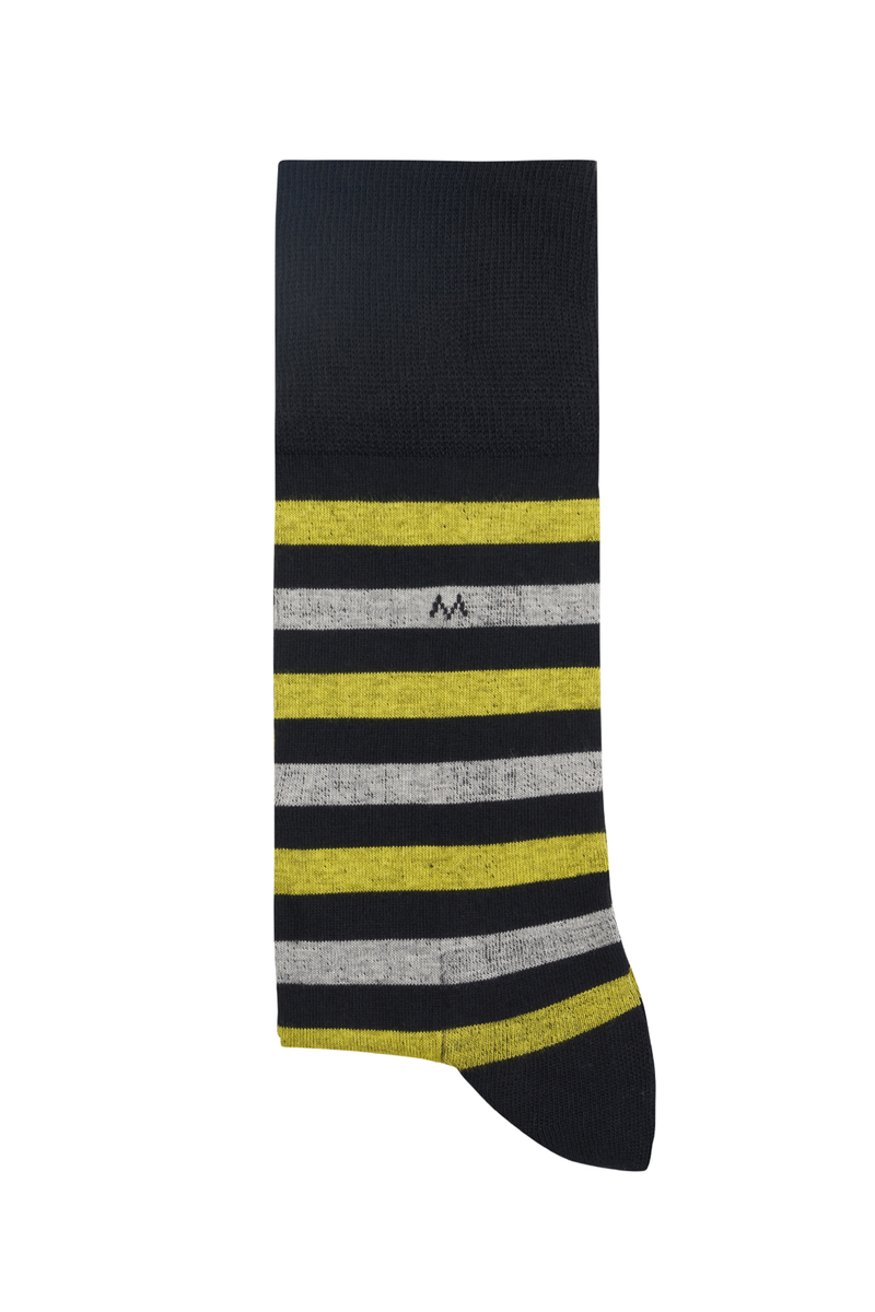 Hemington Çizgili Siyah Yazlık Pamuk Çorap. 3