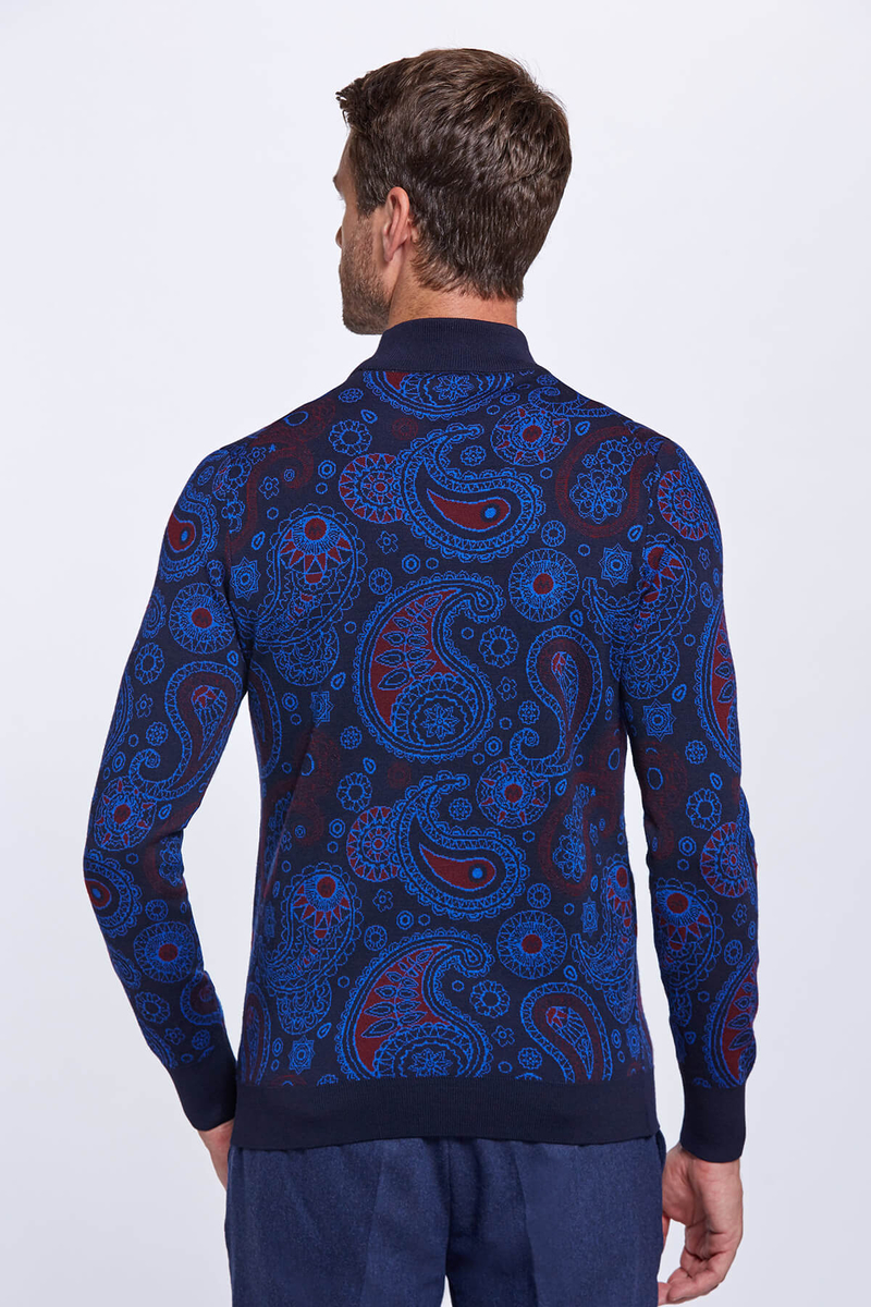 Hemington Desenli Balıkçı Yaka Merino Yün Lacivert Triko. 4 Hemington Desenli Balıkçı Yaka Merino Yün Lacivert Triko. 4
