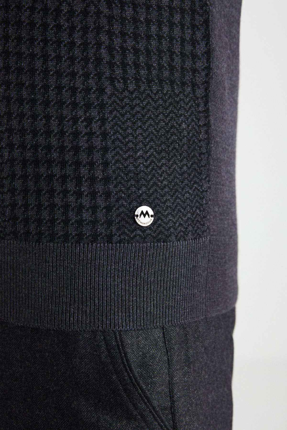 Desenli Lupetto Yaka Merino Yün Antrasit Triko