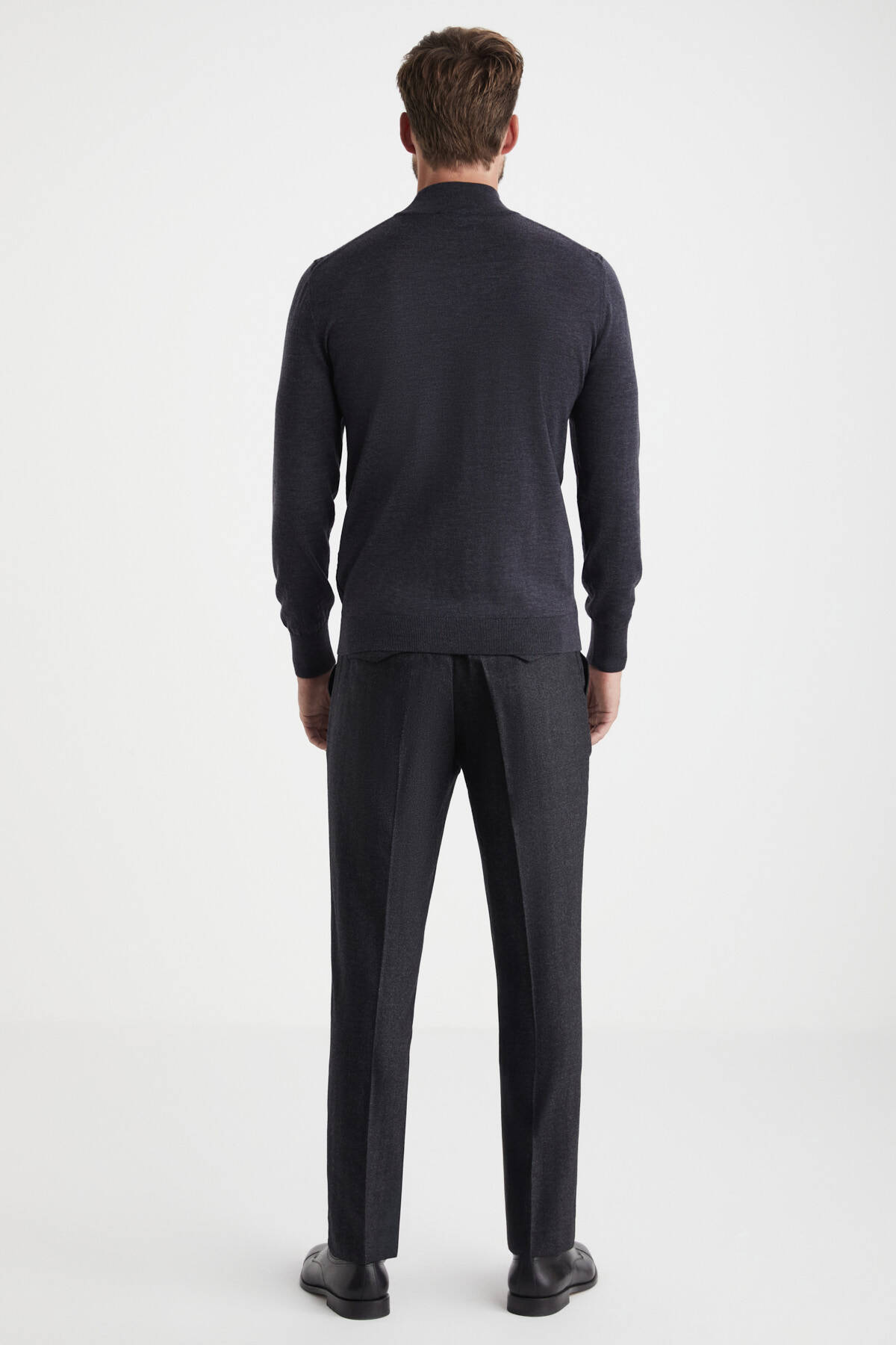 Desenli Lupetto Yaka Merino Yün Antrasit Triko