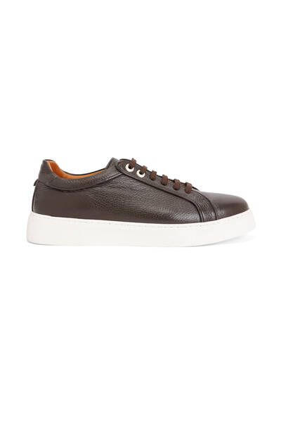 Doğal Deri El Yapımı Kahverengi Sneaker