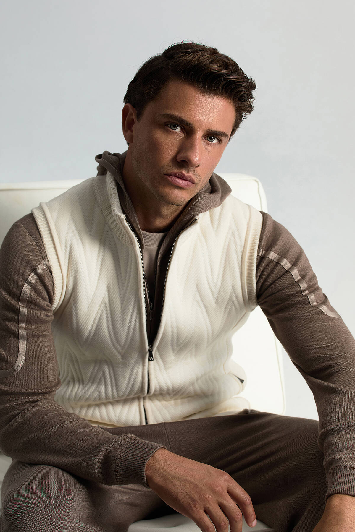 Ekru Activewear Merino Yün Ekru Yelek