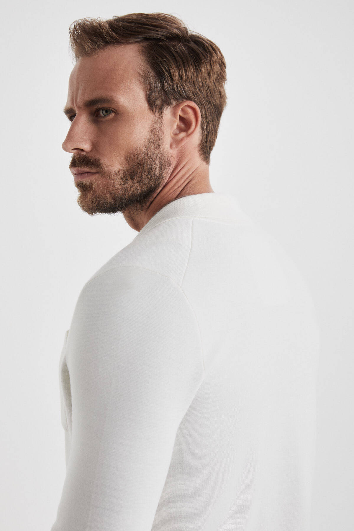 Extrafine Merino Ekru Triko Blazer Ceket