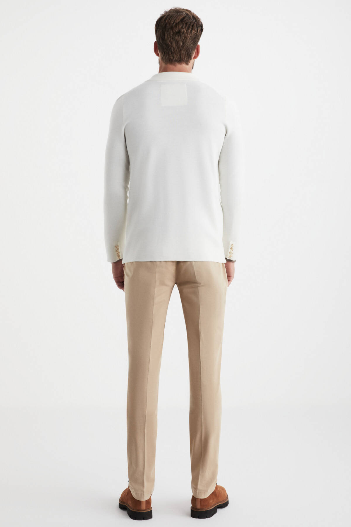 Extrafine Merino Ekru Triko Blazer Ceket
