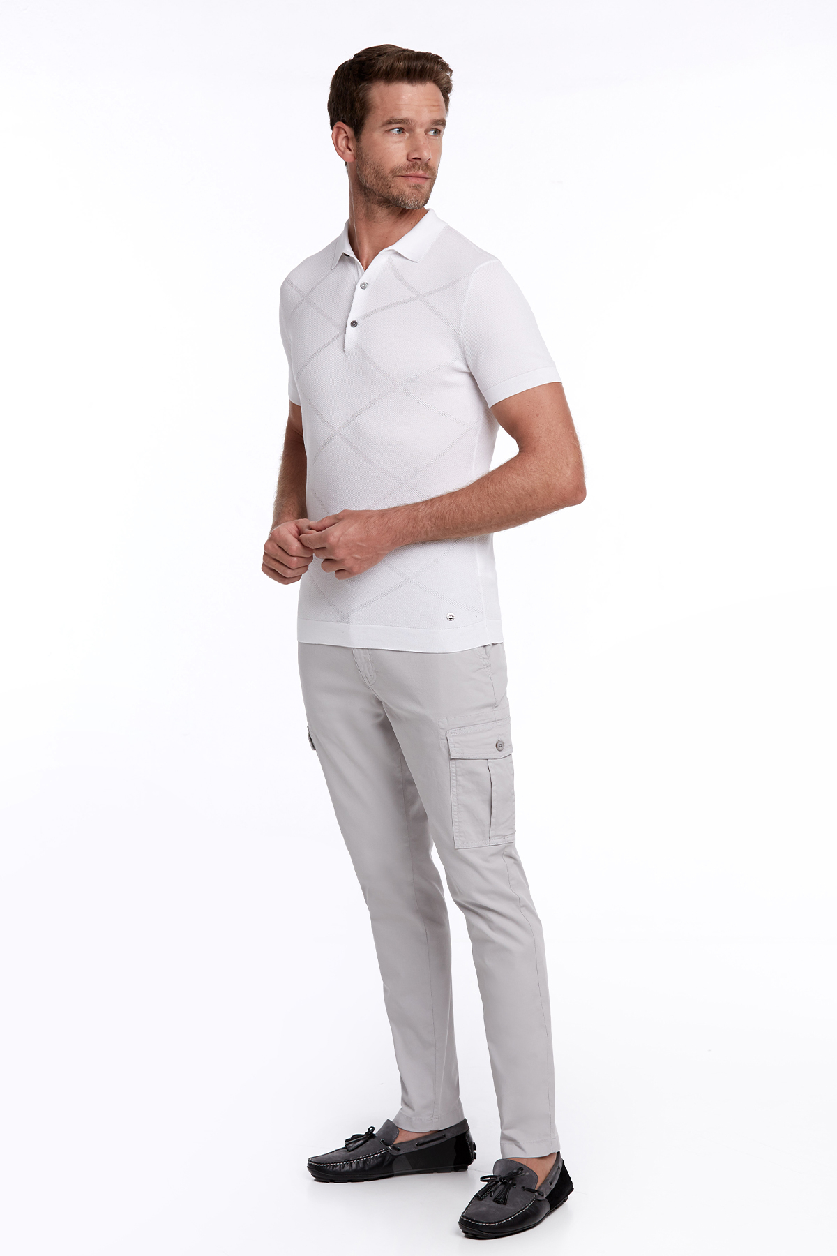 Ekru Pike Örgü Triko Polo