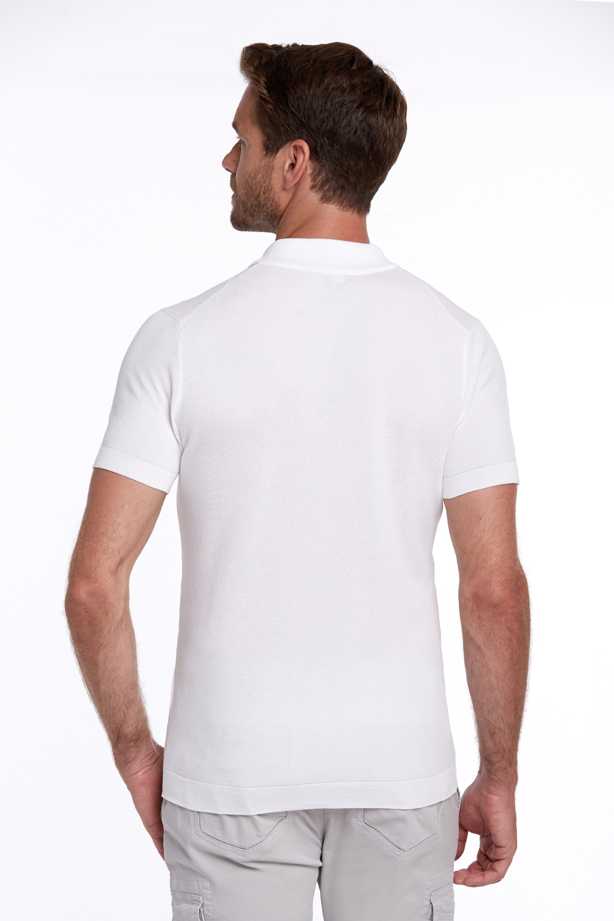 Ekru Pike Örgü Triko Polo
