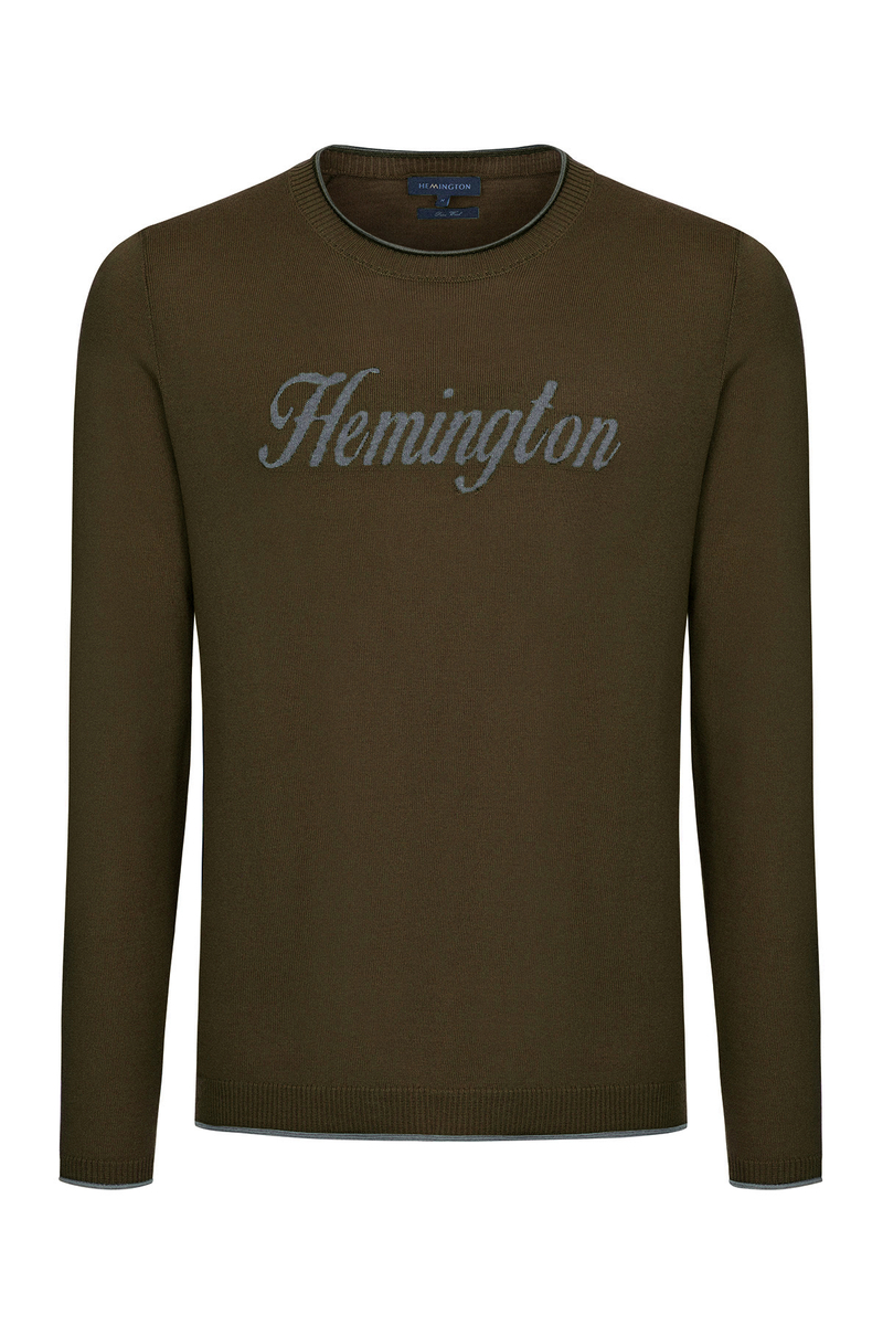 Hemington Extrafine Merino Koyu Yeşil Logolu Loungewear Triko. 7