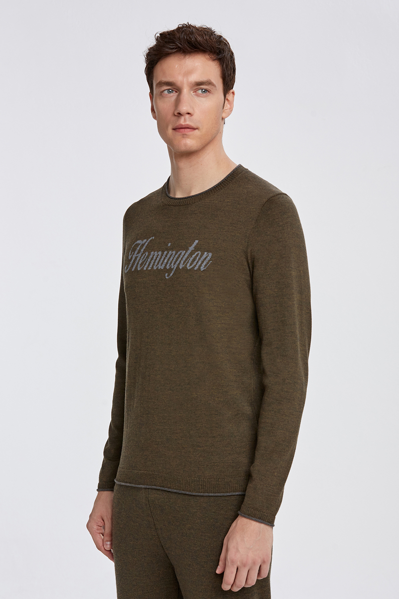 Hemington Extrafine Merino Koyu Yeşil Logolu Loungewear Triko. 4 Hemington Extrafine Merino Koyu Yeşil Logolu Loungewear Triko. 4