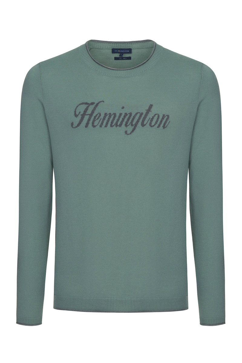 Hemington Extrafine Merino Yeşil Logolu Loungewear Triko. 8