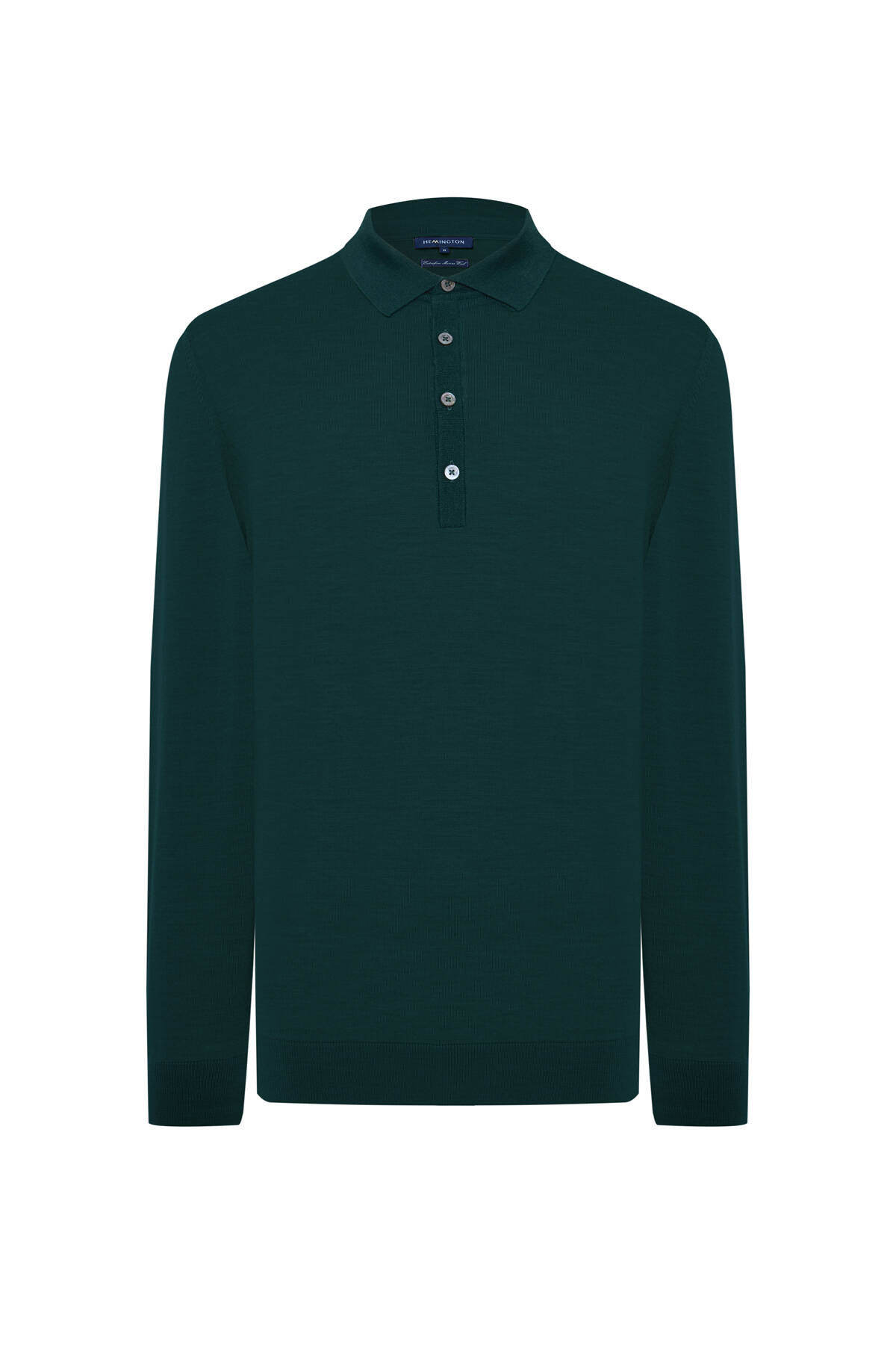 Extrafine Merino Polo Yaka Zümrüt Yeşili Triko