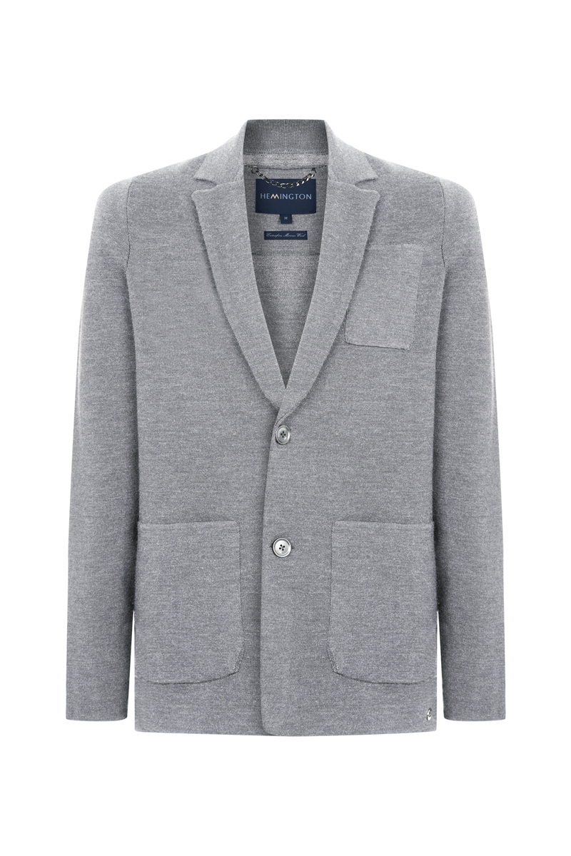Hemington Extrafine Merino Triko Blazer Açık Gri Ceket. 8 Hemington Extrafine Merino Triko Blazer Açık Gri Ceket. 8