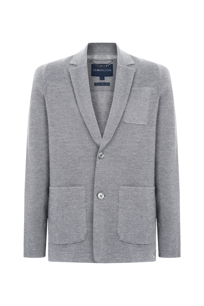 Hemington Extrafine Merino Triko Blazer Açık Gri Ceket. 8