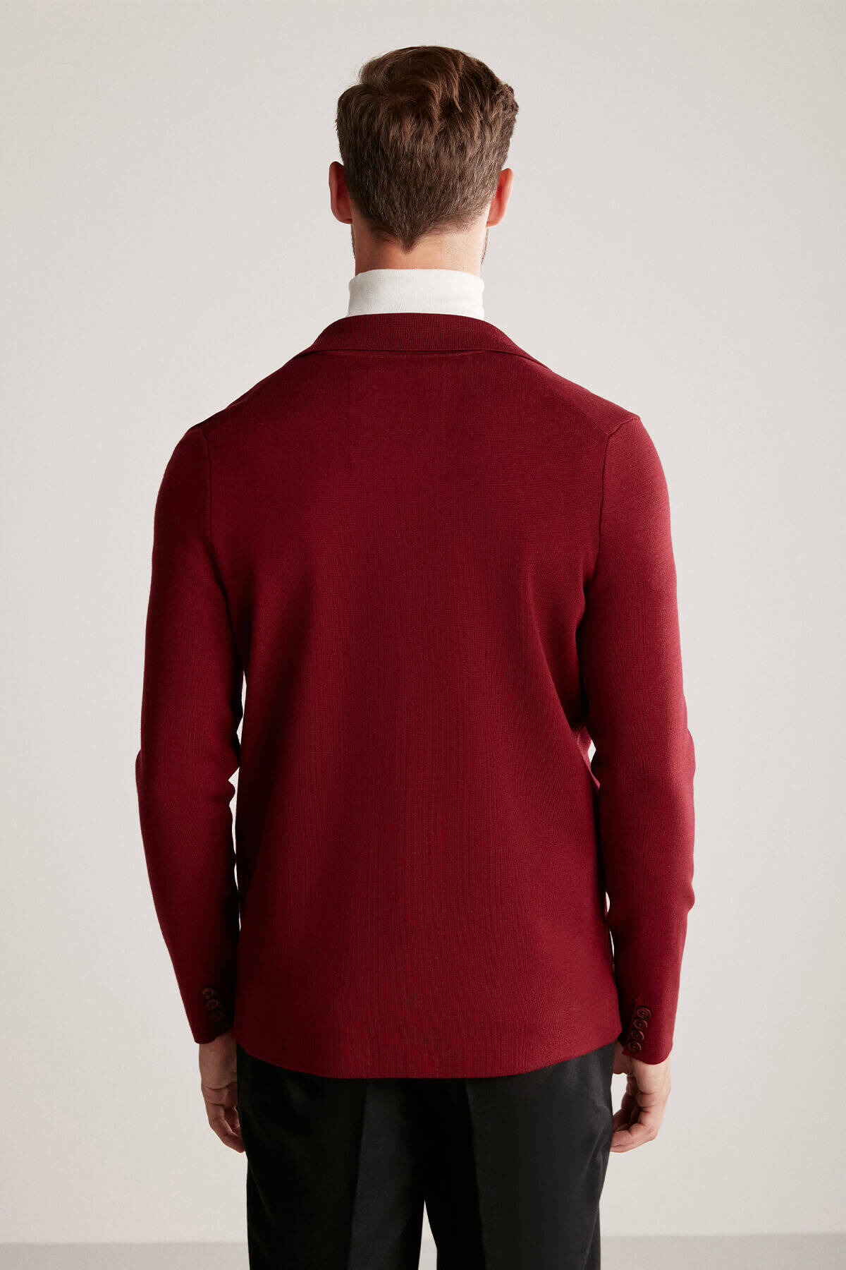 Extrafine Merino Triko Blazer Bordo Ceket