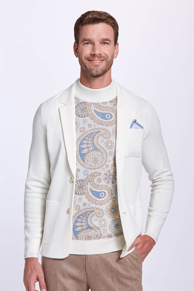 Hemington Extrafine Merino Triko Blazer Ekru Ceket. 1 Hemington Extrafine Merino Triko Blazer Ekru Ceket. 1