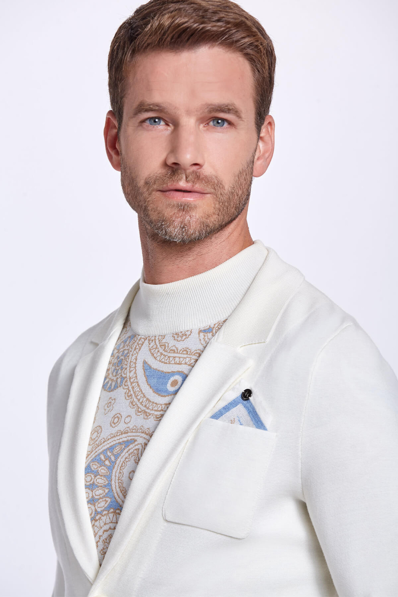 Hemington Extrafine Merino Triko Blazer Ekru Ceket. 3 Hemington Extrafine Merino Triko Blazer Ekru Ceket. 3