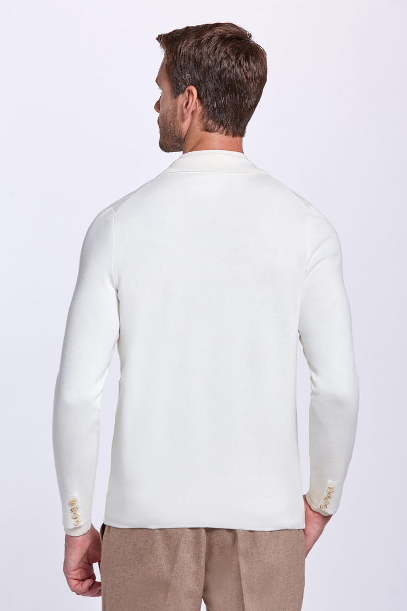 Hemington Extrafine Merino Triko Blazer Ekru Ceket. 4 Hemington Extrafine Merino Triko Blazer Ekru Ceket. 4