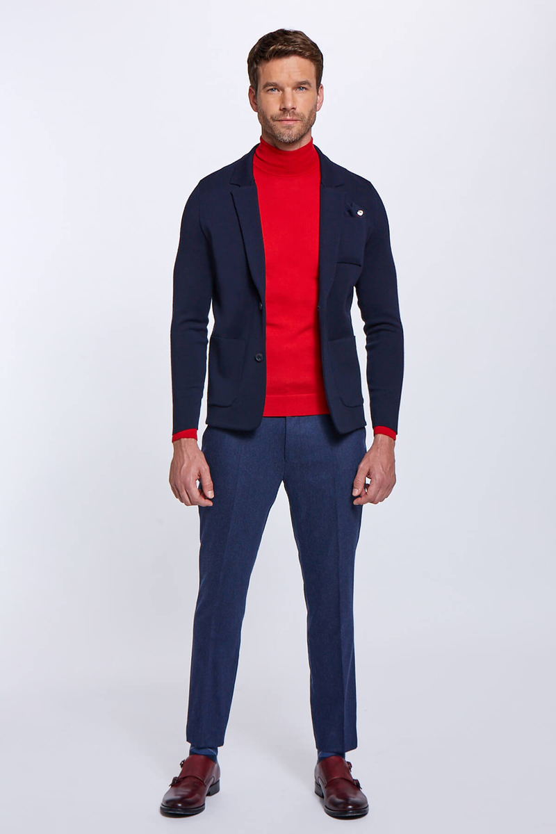 Hemington Extrafine Merino Triko Blazer Lacivert Ceket. 2 Hemington Extrafine Merino Triko Blazer Lacivert Ceket. 2