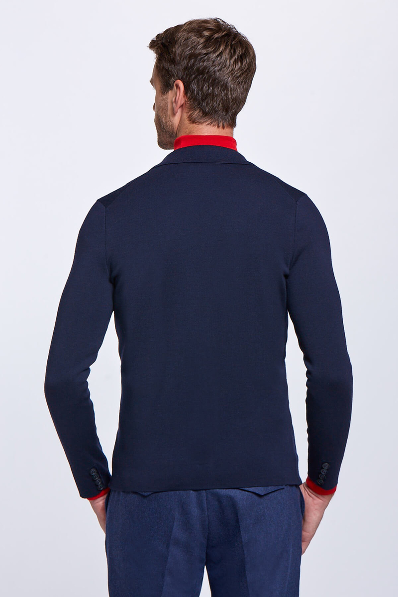 Hemington Extrafine Merino Triko Blazer Lacivert Ceket. 4 Hemington Extrafine Merino Triko Blazer Lacivert Ceket. 4
