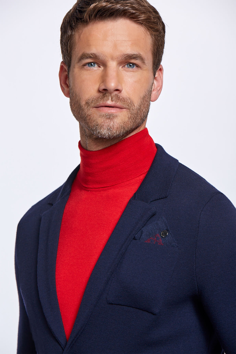Hemington Extrafine Merino Triko Blazer Lacivert Ceket. 6 Hemington Extrafine Merino Triko Blazer Lacivert Ceket. 6