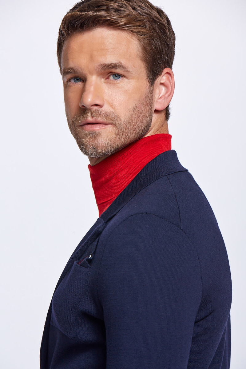 Hemington Extrafine Merino Triko Blazer Lacivert Ceket. 7 Hemington Extrafine Merino Triko Blazer Lacivert Ceket. 7
