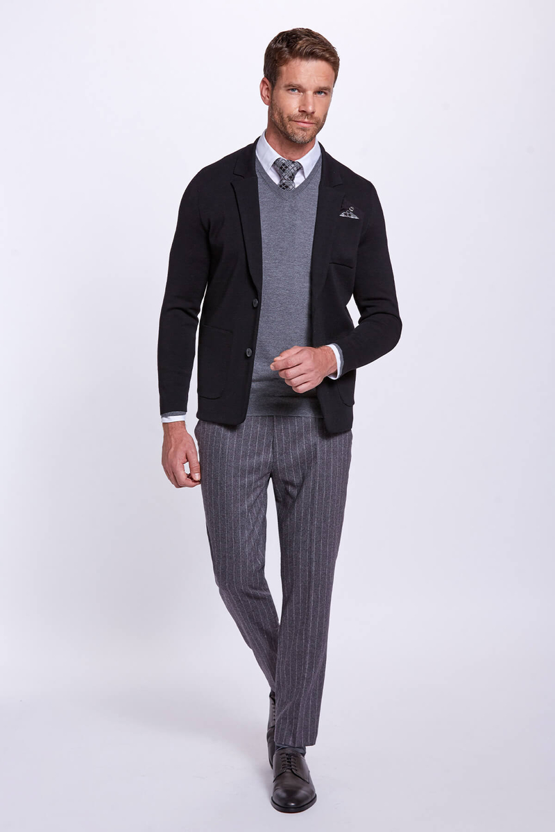 Hemington Extrafine Merino Triko Blazer Siyah Ceket. 2