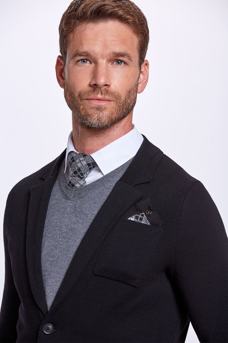 Hemington Extrafine Merino Triko Blazer Siyah Ceket. 5 Hemington Extrafine Merino Triko Blazer Siyah Ceket. 5