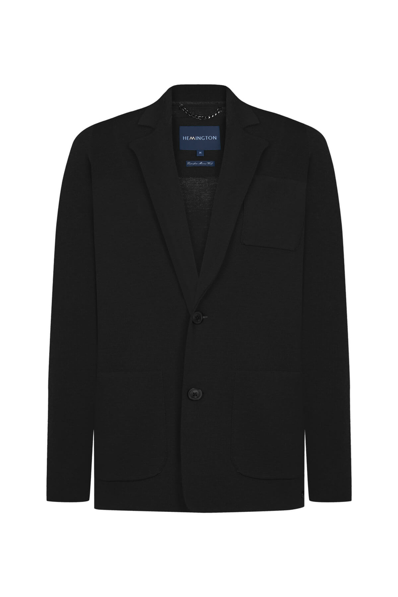 Hemington Extrafine Merino Triko Blazer Siyah Ceket. 8