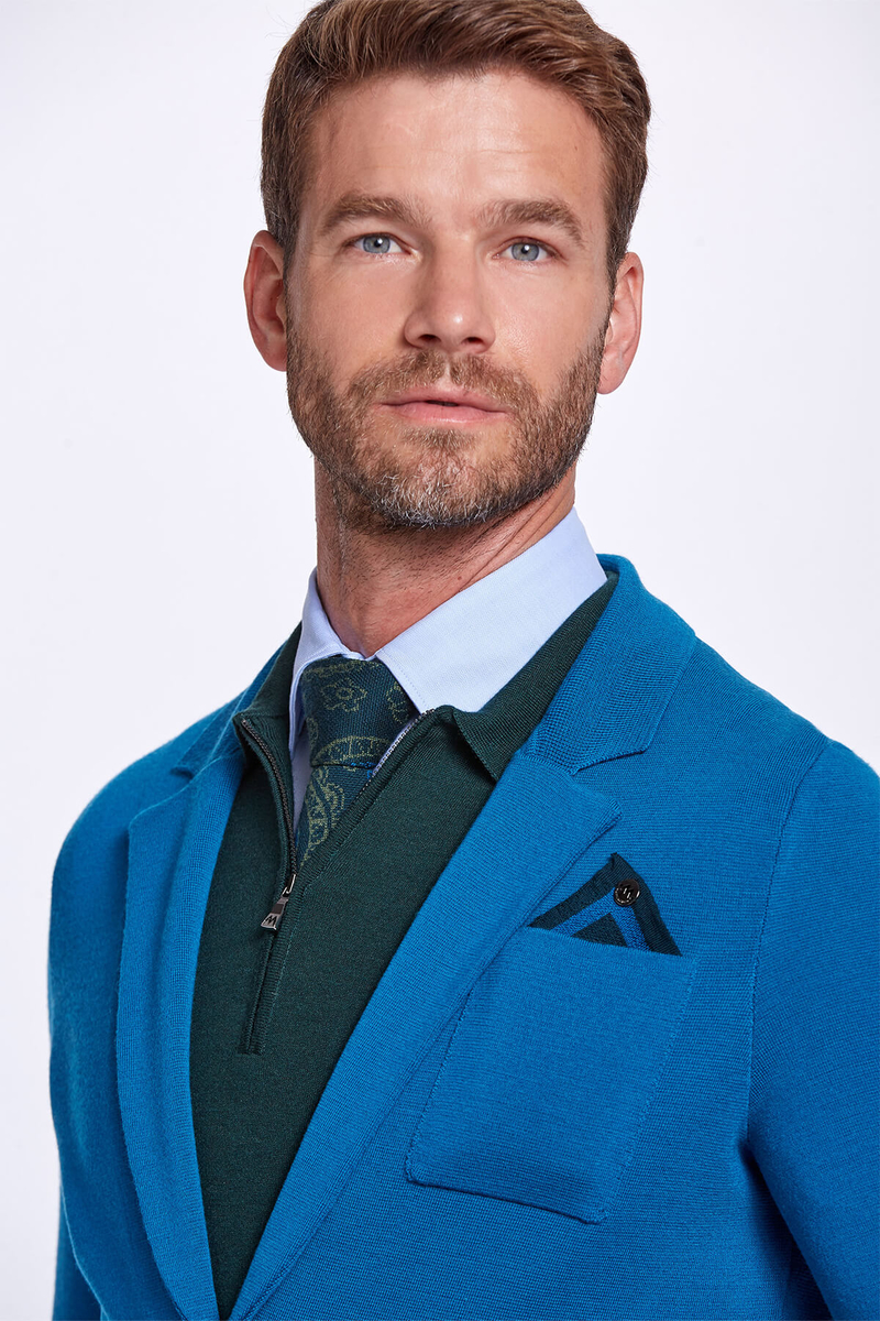 Hemington Extrafine Merino Triko Blazer Yeşil Ceket. 3 Hemington Extrafine Merino Triko Blazer Yeşil Ceket. 3