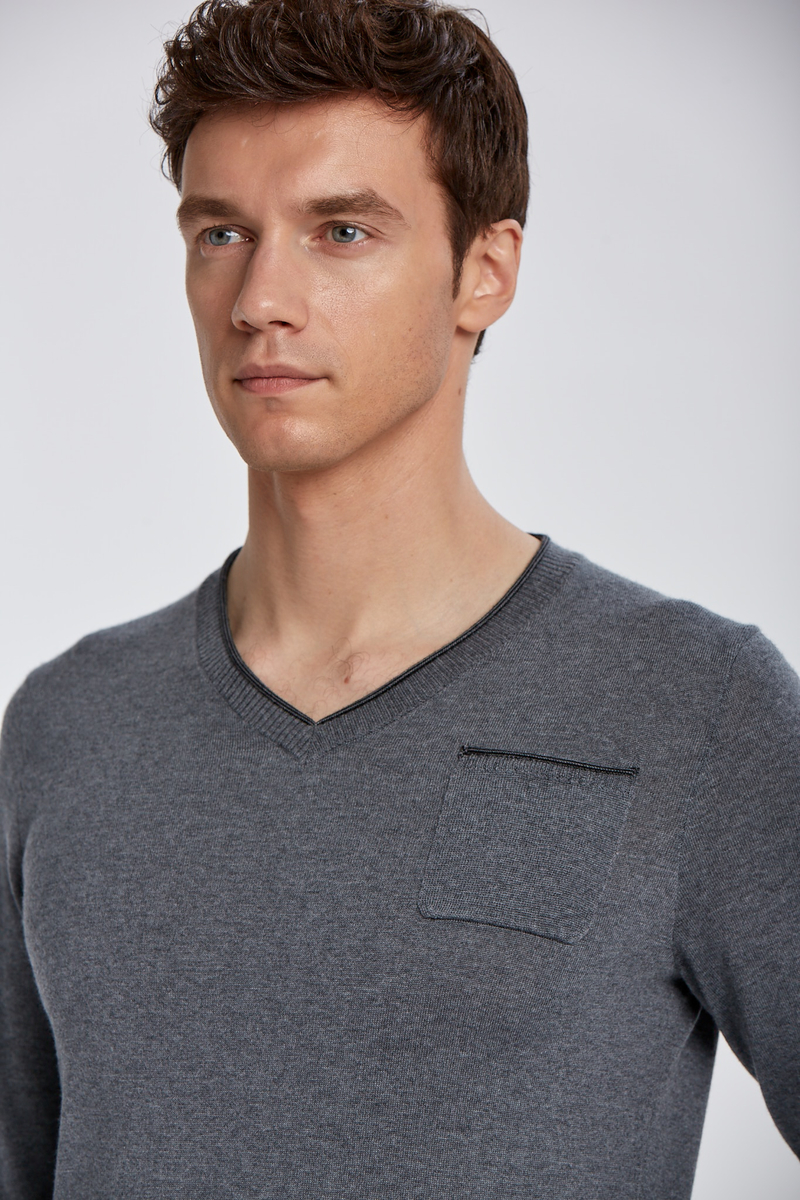 Hemington Extrafine Merino V Yaka Koyu Gri Loungewear Triko. 6 Hemington Extrafine Merino V Yaka Koyu Gri Loungewear Triko. 6