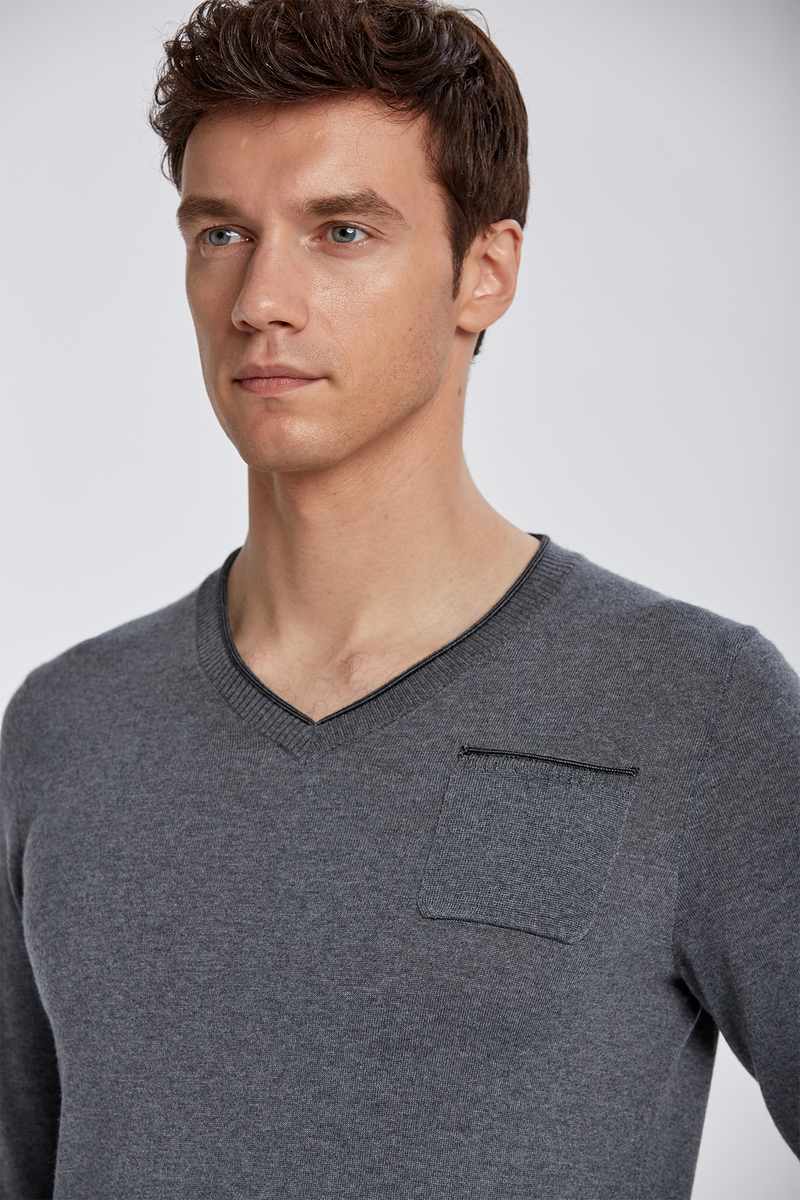 Hemington Extrafine Merino V Yaka Koyu Gri Loungewear Triko. 5 Hemington Extrafine Merino V Yaka Koyu Gri Loungewear Triko. 5