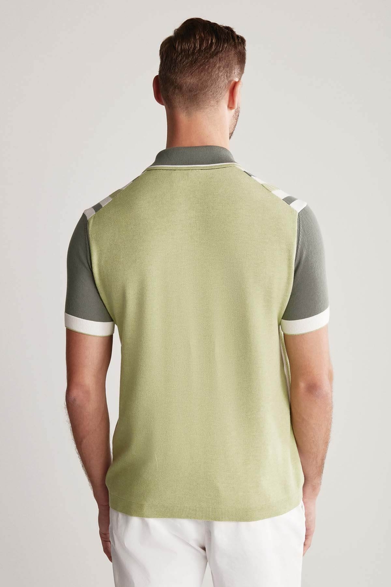 Hemington Fermuar Detaylı Çizgi Desenli Yeşil Triko Polo. 6 Hemington Fermuar Detaylı Çizgi Desenli Yeşil Triko Polo. 6