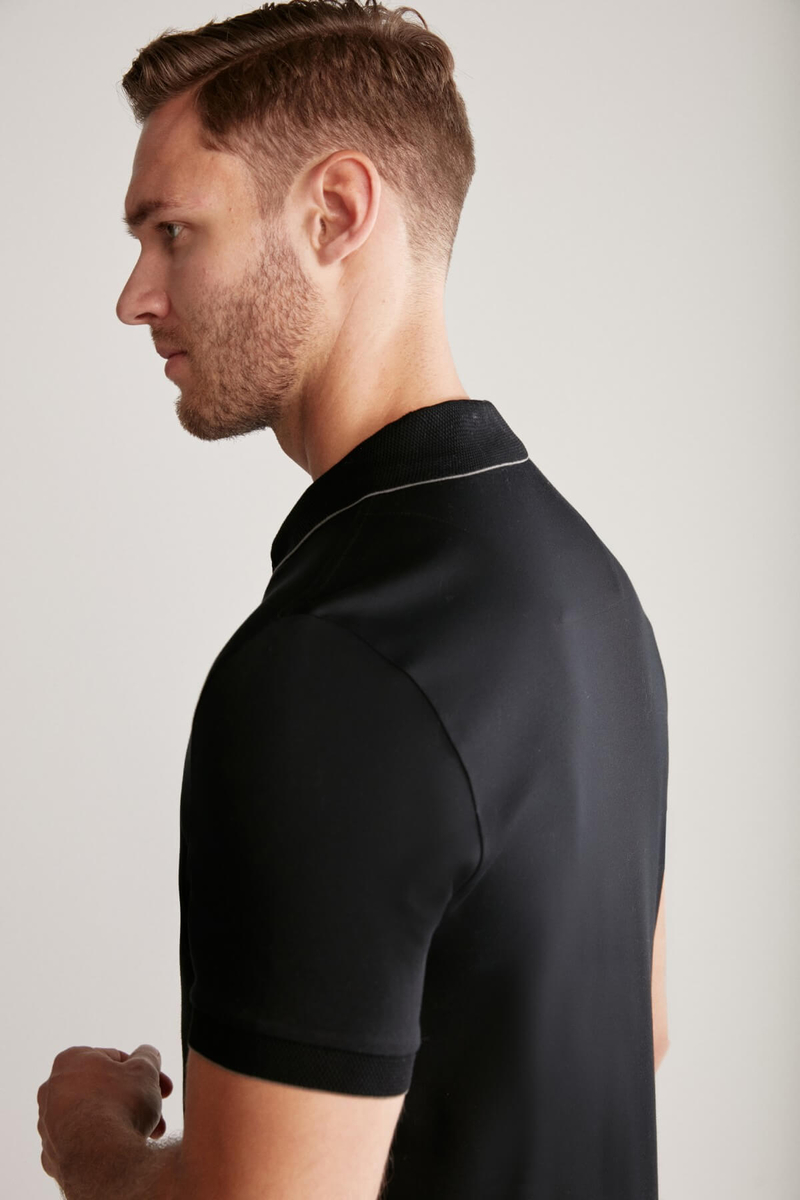 Hemington Fermuar Detaylı Siyah Polo Yaka T-Shirt. 4 Hemington Fermuar Detaylı Siyah Polo Yaka T-Shirt. 4
