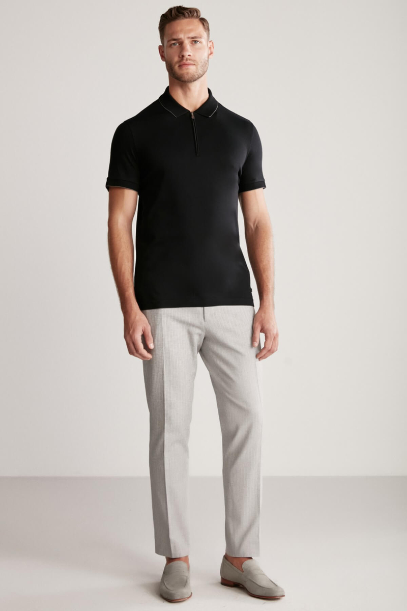 Hemington Fermuar Detaylı Siyah Polo Yaka T-Shirt. 2