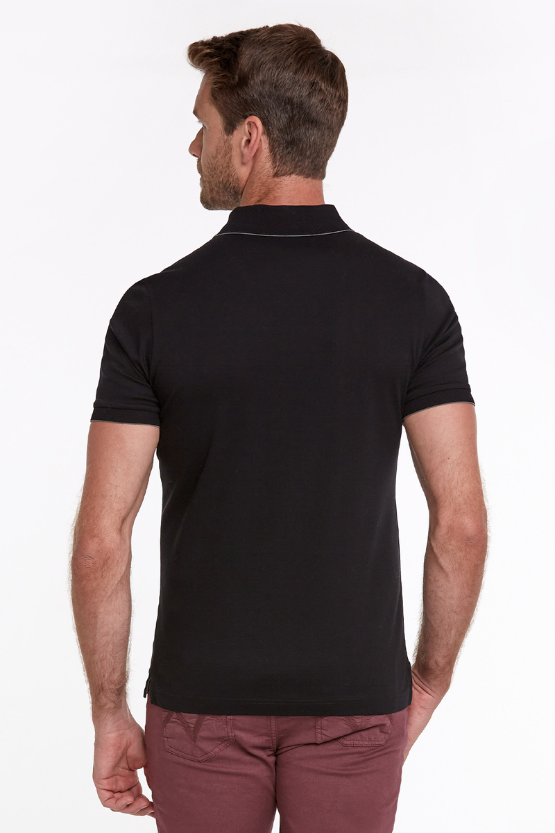 Hemington Fermuar Detaylı Siyah Polo Yaka T-Shirt. 4