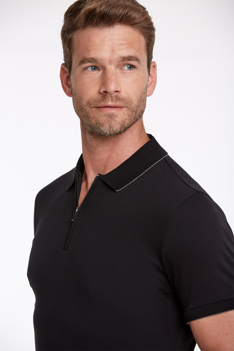 Hemington Fermuar Detaylı Siyah Polo Yaka T-Shirt. 5 Hemington Fermuar Detaylı Siyah Polo Yaka T-Shirt. 5