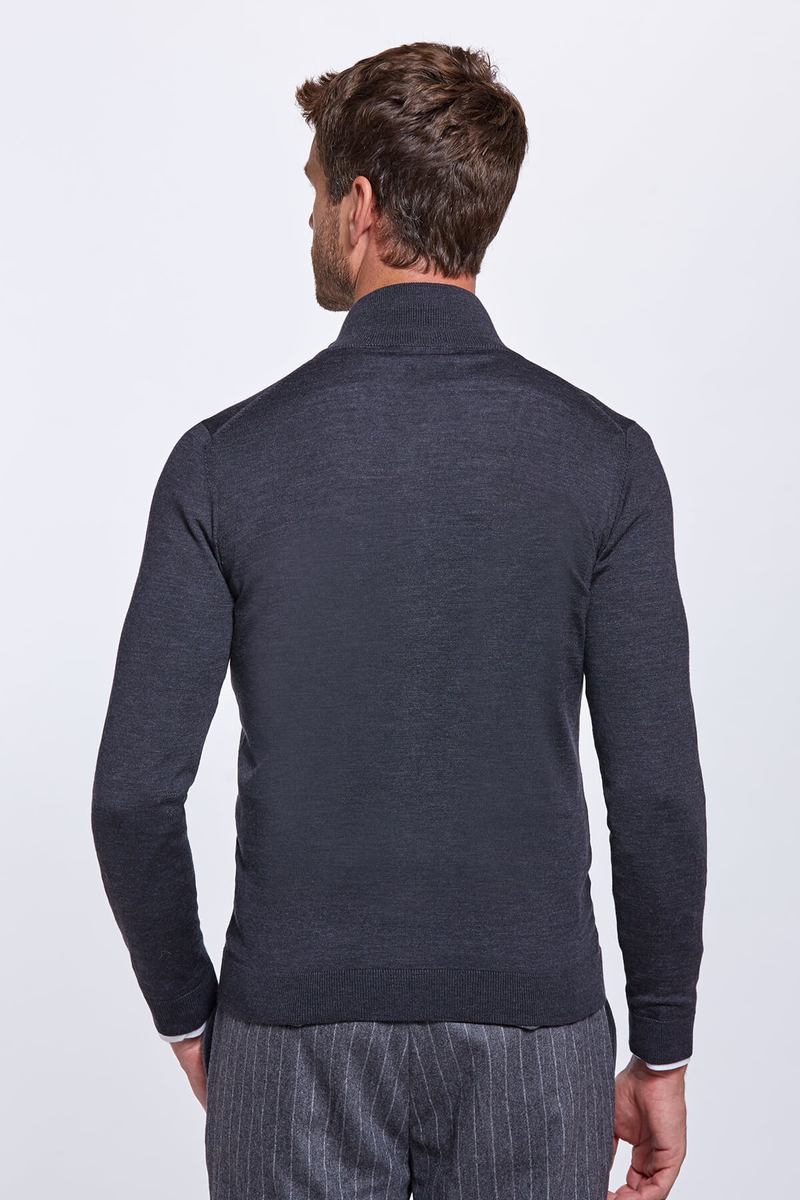 Hemington Fermuarlı Antrasit Merino Yün Triko Hırka. 4 Hemington Fermuarlı Antrasit Merino Yün Triko Hırka. 4