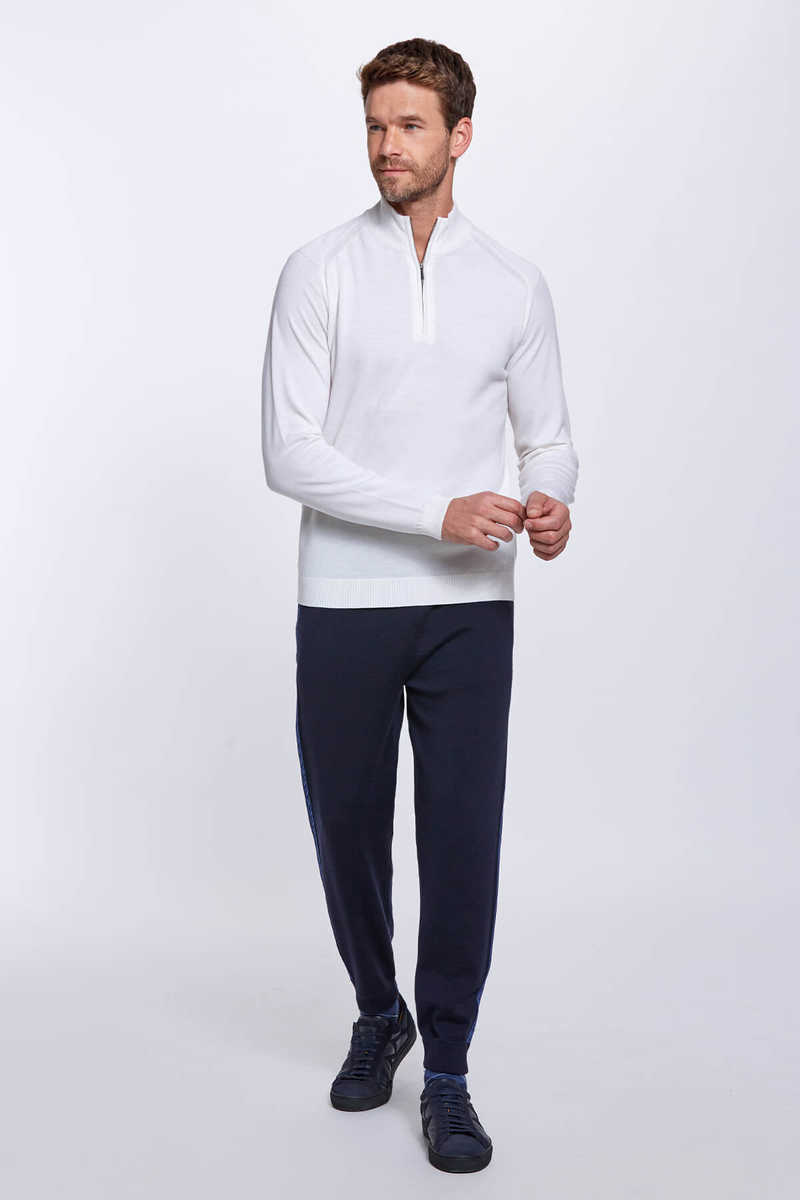 Hemington Fermuarlı Merino Yün Ekru Activewear Triko. 2 Hemington Fermuarlı Merino Yün Ekru Activewear Triko. 2