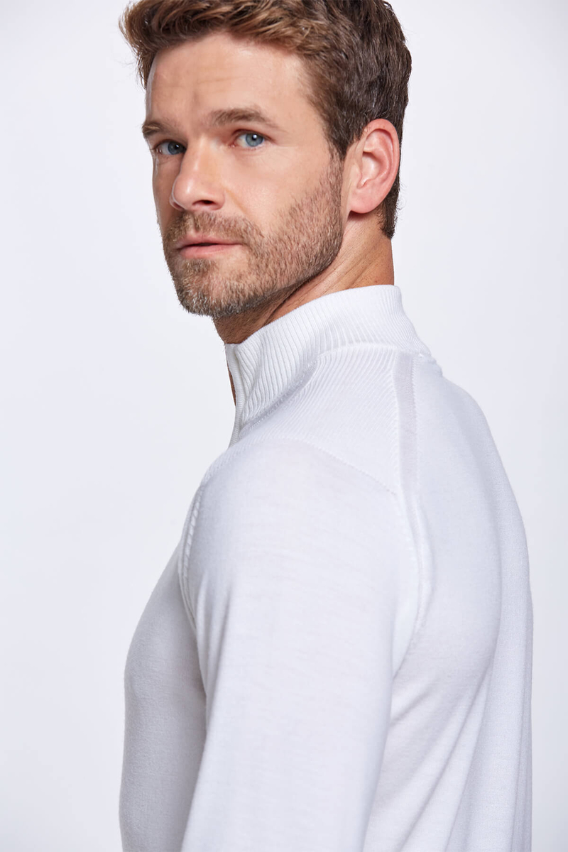 Hemington Fermuarlı Merino Yün Ekru Activewear Triko. 6 Hemington Fermuarlı Merino Yün Ekru Activewear Triko. 6