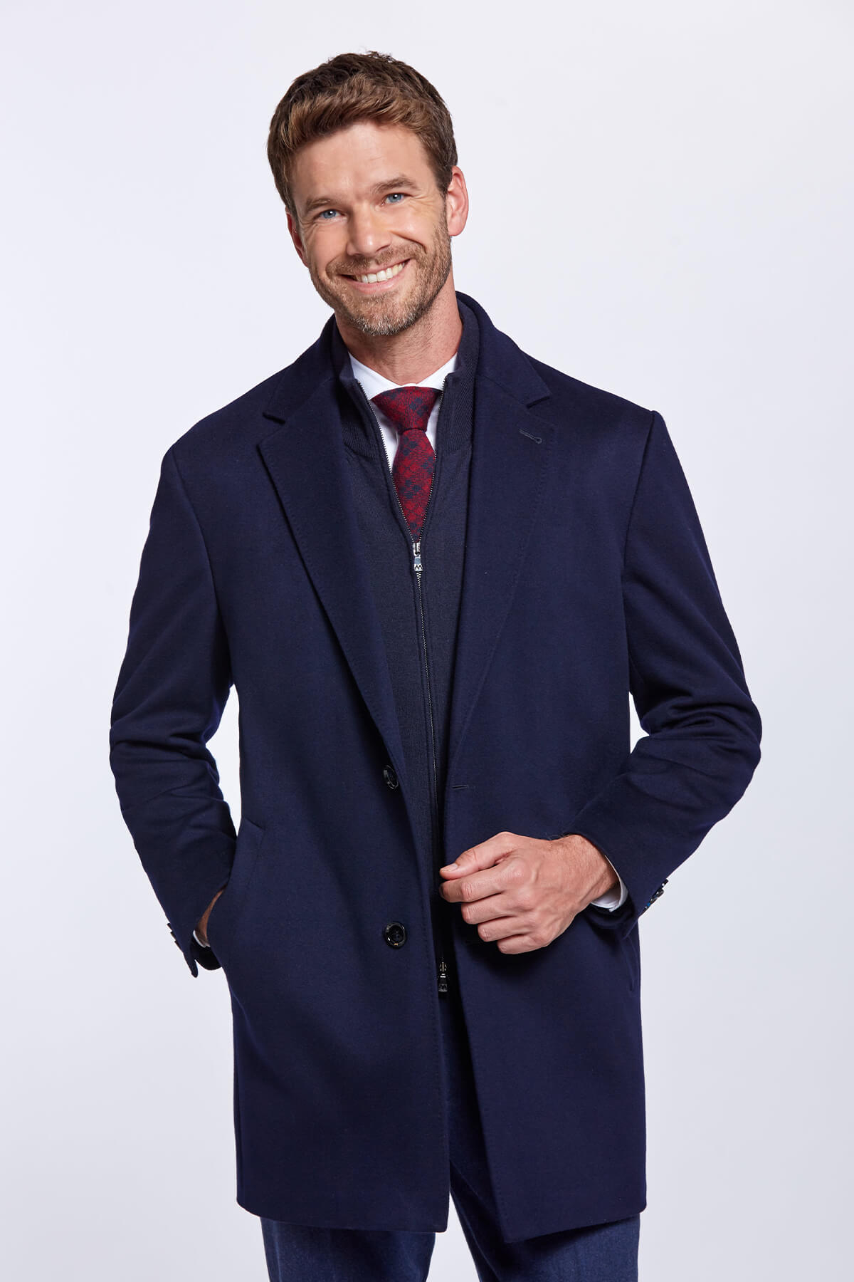 Lambswool Yün Fermuarlı Lacivert Hırka