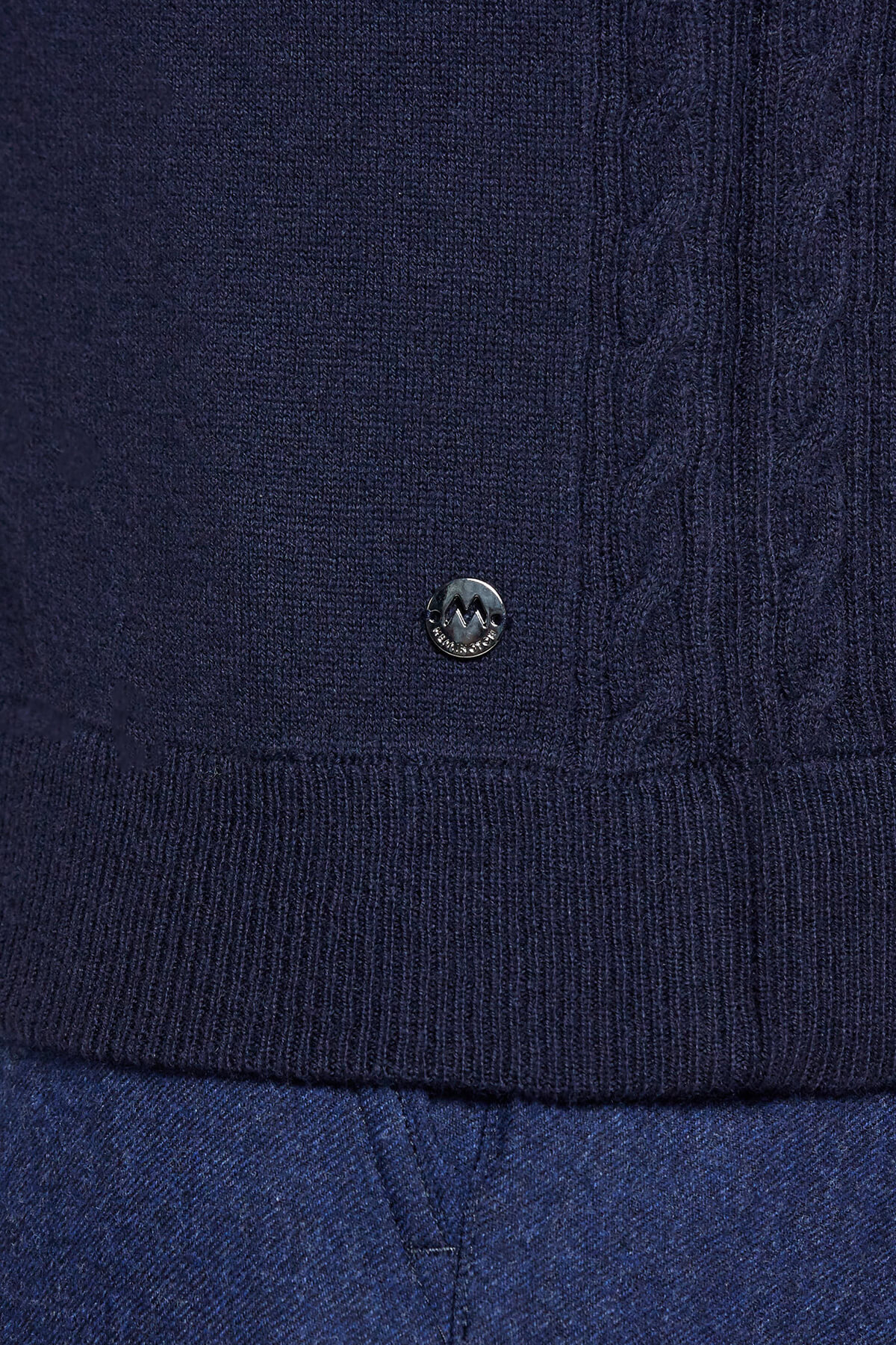 Lambswool Yün Fermuarlı Lacivert Hırka